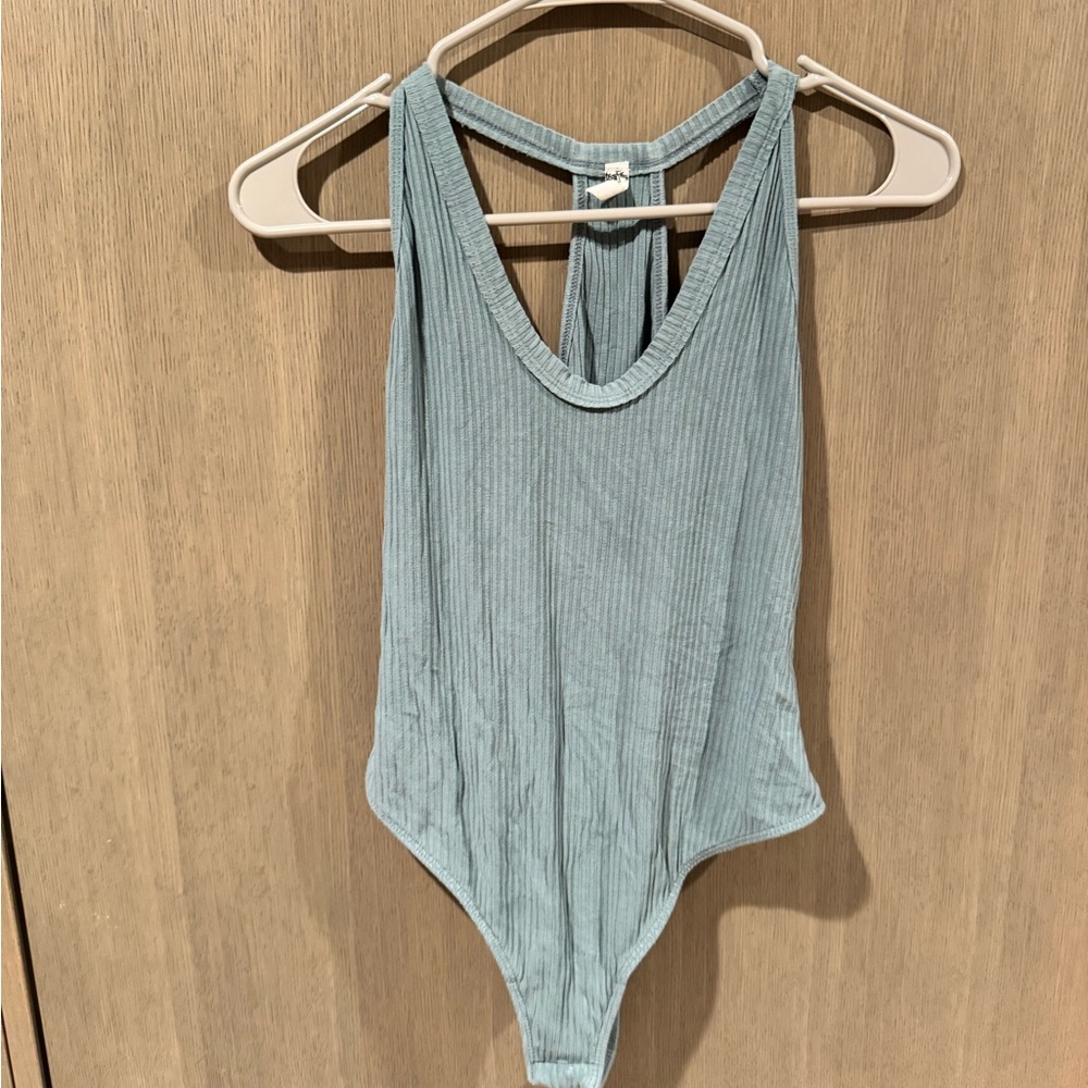 Ribbed Green Halter Bodysuit